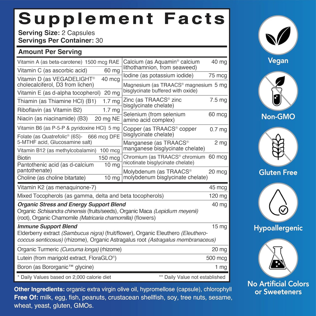 Patient One Multi Essentials Plus | Multivitamínico para Hombres y Mujeres con Vitaminas, Minerales y Botánicos | 60 Cápsulas