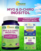 aSquared Nutrition Myo-Inositol & D-Chiro Inositol 40:1 con Vitamina D3 y Zinc - 180 Cápsulas