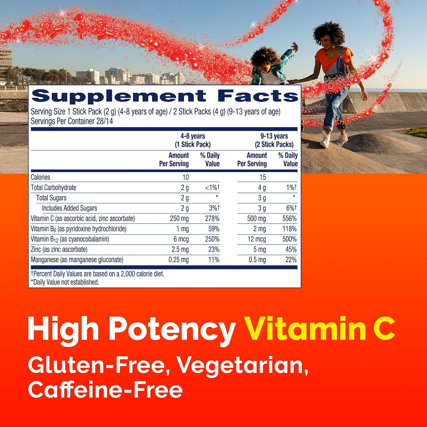Emergen-C Kidz Crystals – Suplemento de Vitamina C con Zinc y Vitaminas B – Sabor Fresa Chispeante – 56 Sticks