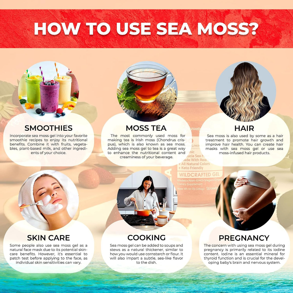 Gel de Sea Moss Silvestre con Sabor a Fresa – Vitaminas del grupo B: implicadas en el metabolismo energético y el – Image 8