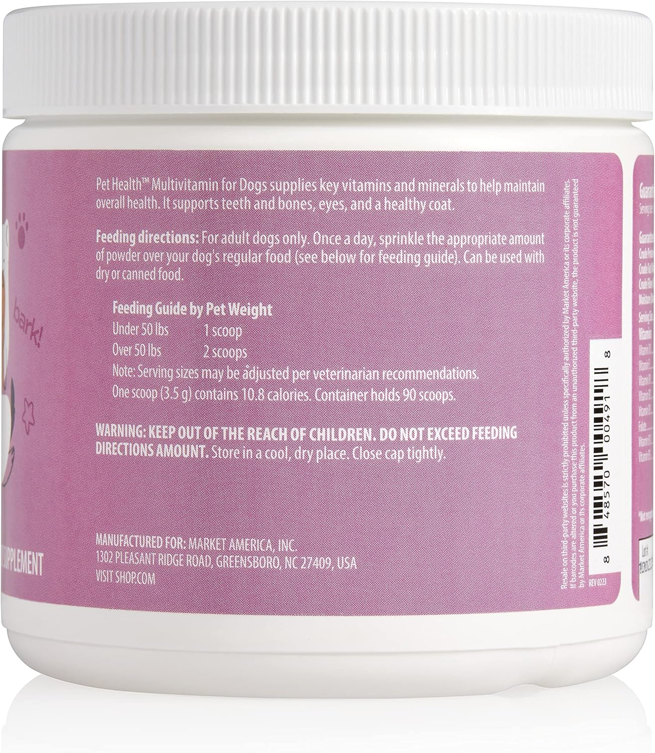 Multivitamínico para Perros – Vitaminas y Minerales Diarios – Sabor a Ternera en Polvo – Aprox. 90 Dosis