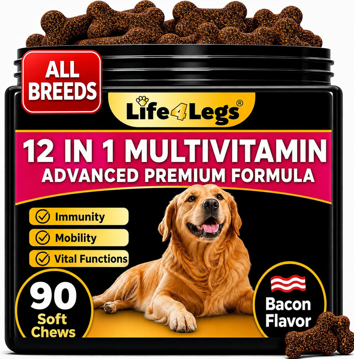 Life4Legs Soft Chews Multivitamínicos para – Glucosamina y condroitina: Estos compuestos son fundamentales para la – Image 9