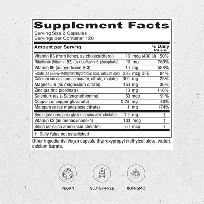 Vitanica OsteoBlend, Soporte Óseo, Vegano, – Vitamina D: favorece la absorción normal del calcio y contribuye al – Image 2