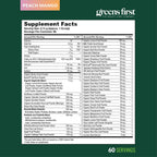 Greens First Original Greens Powder - 49 Superalimentos - Frutas y Verduras Orgánicas - Prebióticos, Probióticos y Enzimas Digestivas - Batido Antioxidante - Sin Lácteos/Vegano/No OGM (Melocotón Mango, 60 Raciones)