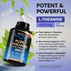 L-Teanina 400 mg | Suplemento de Relajación y Sueño | 240 Cápsulas Veganas