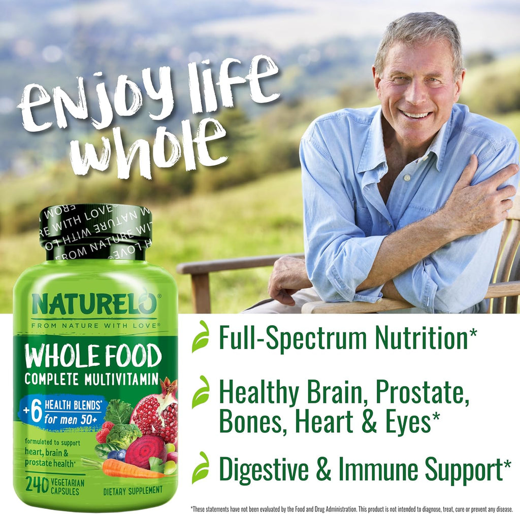 NATURELO Multivitamínico Integral para Hombres 50+ - 240 Cápsulas Vegetales