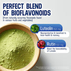 Lutimax Luteolin Complex en Polvo con Rutina - Suplemento Cerebral para Memoria y Enfoque - 100 porciones