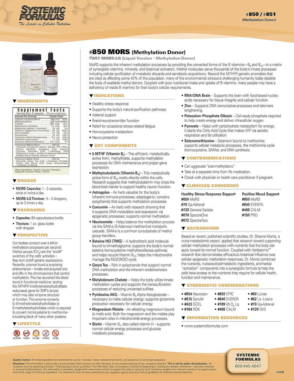 Systemic Formulas MORS LQ - Función Cerebral y Metabolismo de la Homocisteína, 29.6 ml