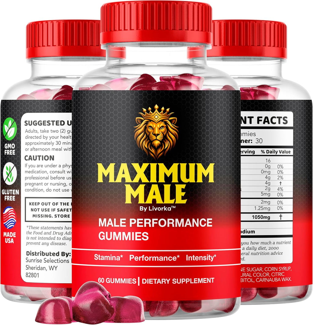 Maximum Male Gummies (3 Pack) - 180 Gomitas para 3 Meses