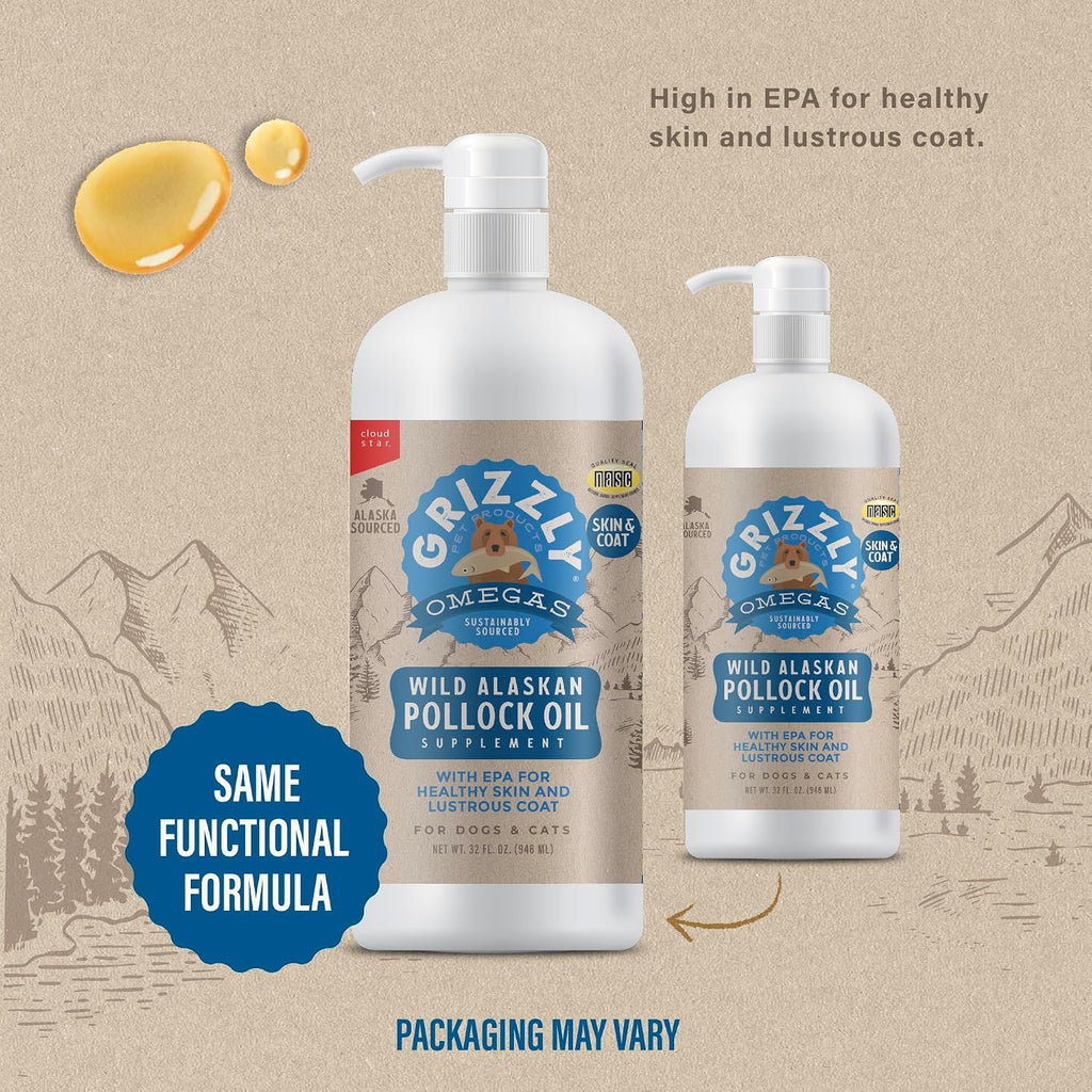 Grizzly Pet Products Aceite de Abadejo para Perros, 946 ml
