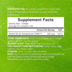 DEAL SUPPLEMENT Vitamina K2 MK-7 200mcg, 240 Cápsulas Blandas con Aceite de Coco