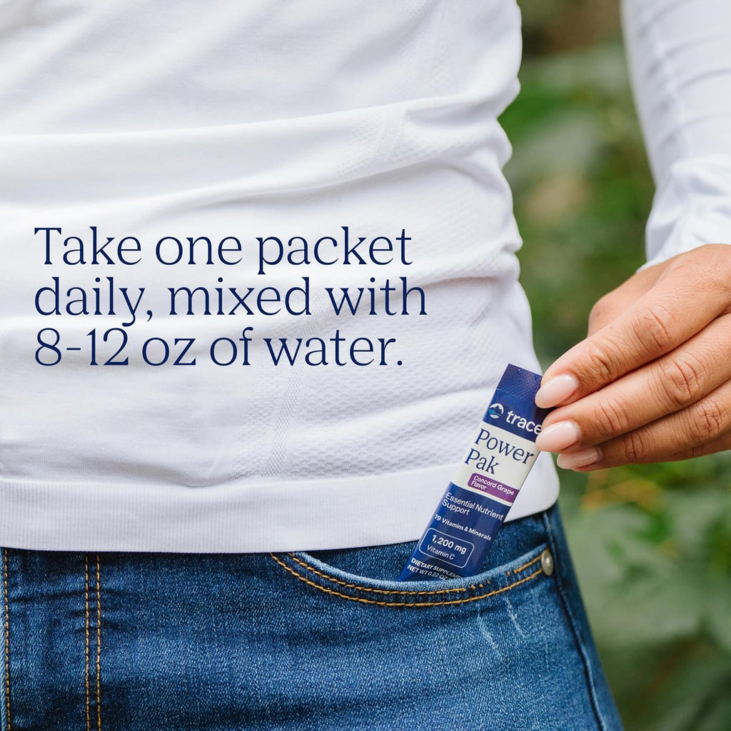 Trace Minerals Power Pak Sobres de Electrolitos en Polvo - Sabor Uva Concordia - 30 Unidades