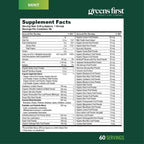 Greens First Original Greens Powder - 49 superalimentos - frutas y verduras orgánicas - prebióticos, probióticos y enzimas digestivas - batido antioxidante - sin lácteos, vegano y no-GMO (menta, 60 raciones)
