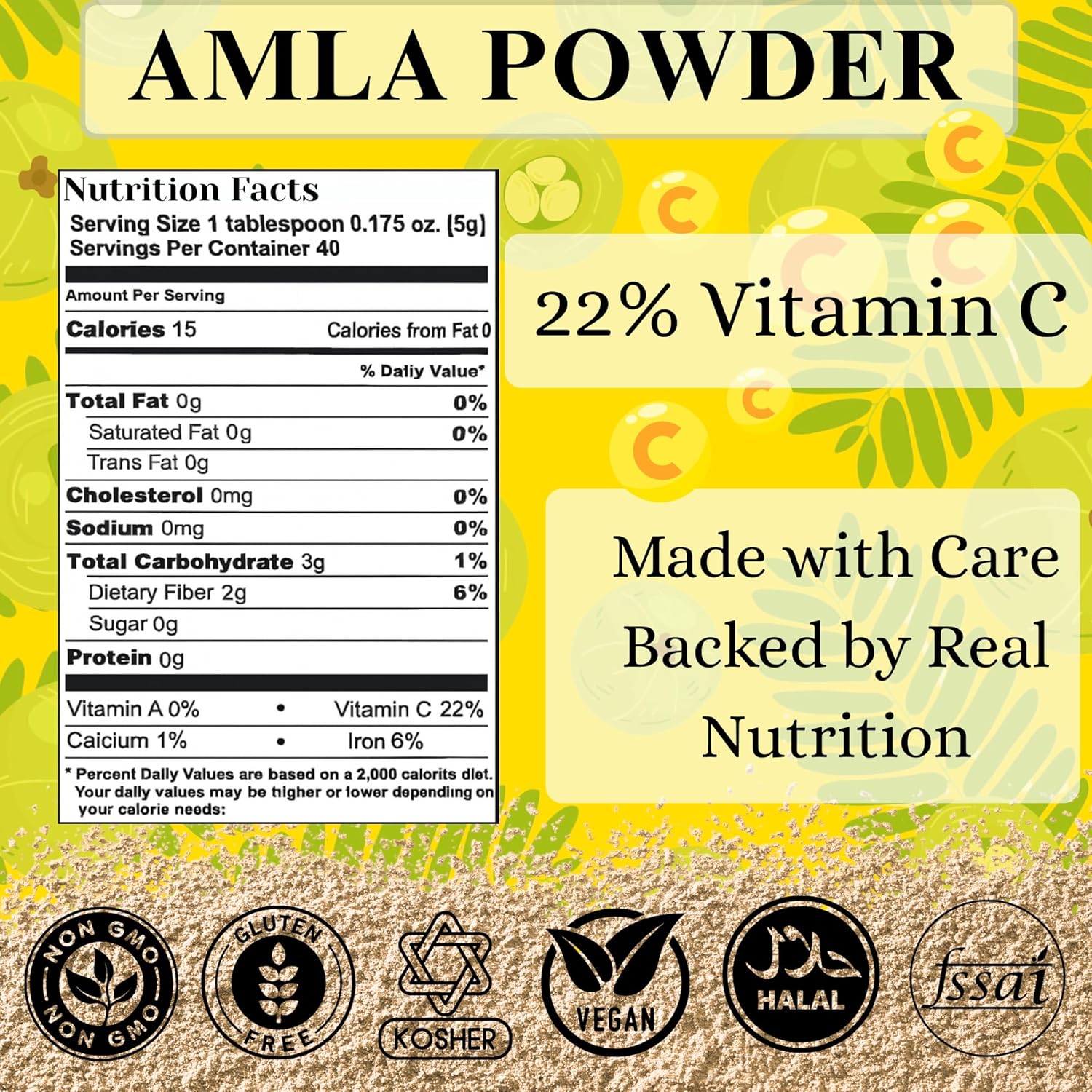 BASIC AYURVEDA Polvo de Amla - 200g (7.05 oz) - 100% Grosella India Natural y Pura