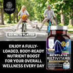 Number One Nutrition Multivitamínico Metilado para Mujeres y Hombres, Complejo B Activo con Metilfolato y Metilcobalamina, Sin Hierro, No Transgénico, Sin Gluten, 120 Cápsulas