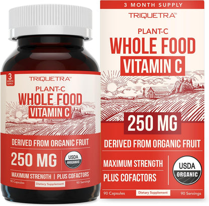 Triquetra Health – Vitamina C Orgánica de Fruta Entera con Bioflavonoides y Rutina (250 mg, 90 Cápsulas) – Image 1