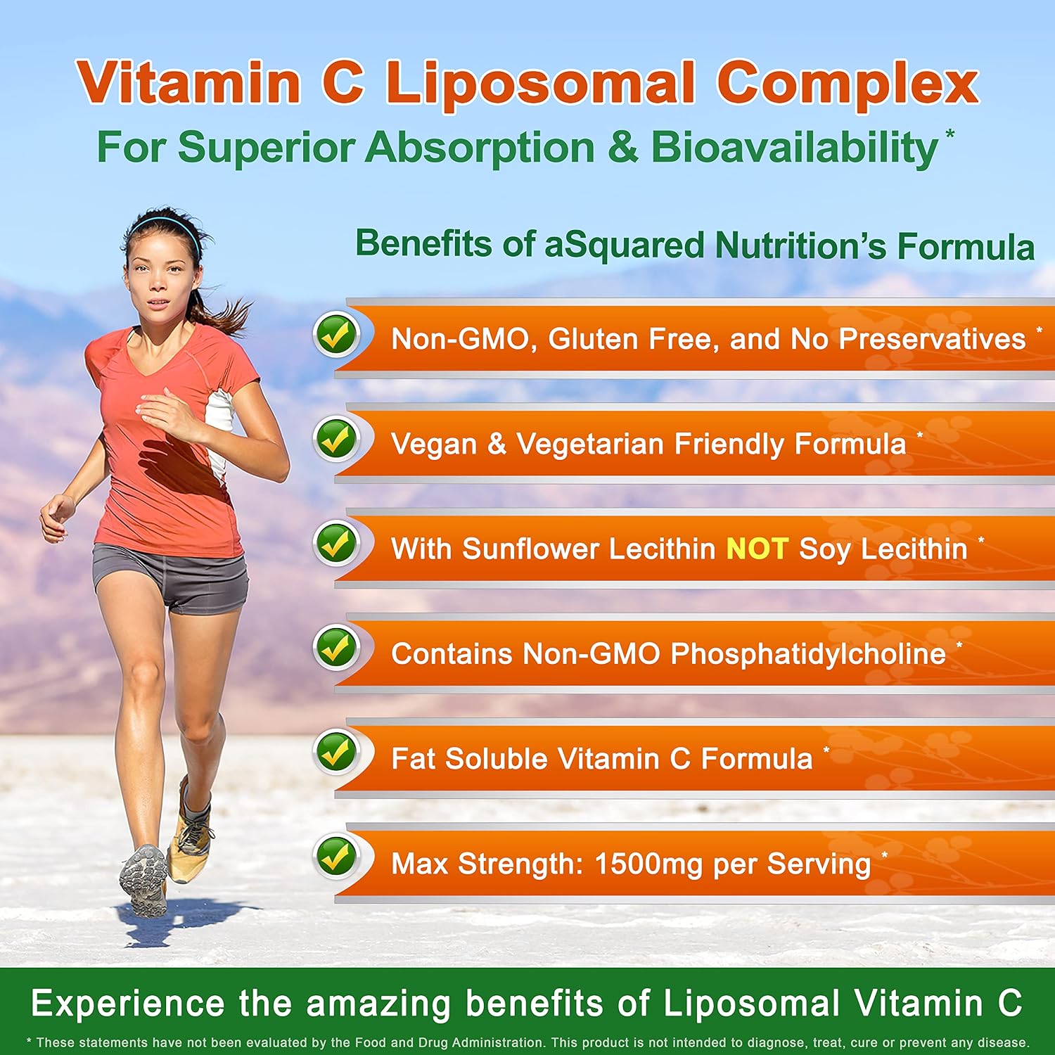 aSquared Nutrition Complejo Liposomal de Vitamina C - 1500mg - 180 Cápsulas - Alta Absorción - 90 Dosis