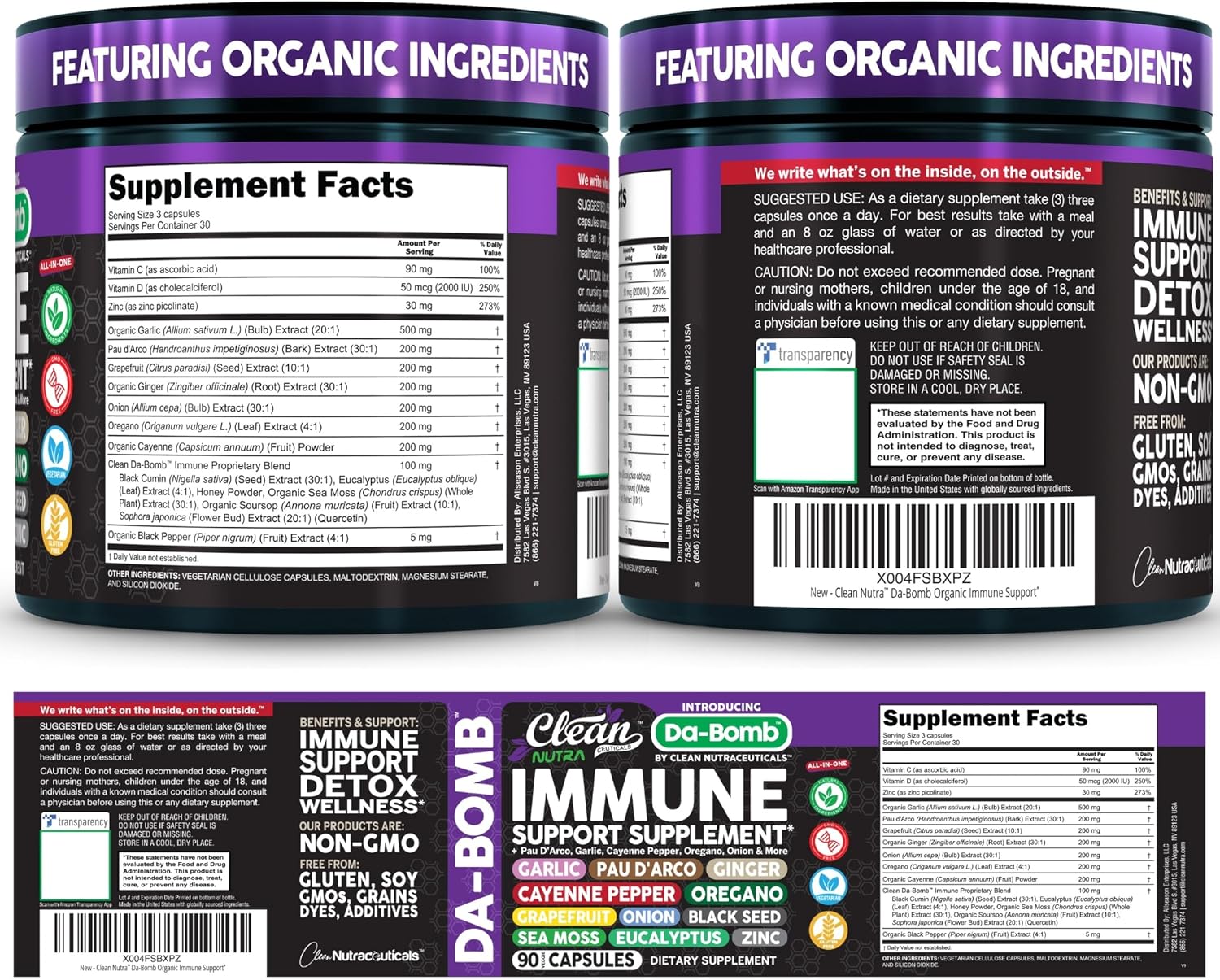 Complejo Inmunológico Orgánico con Pau D'Arco y Vitaminas - Clean Nutraceuticals