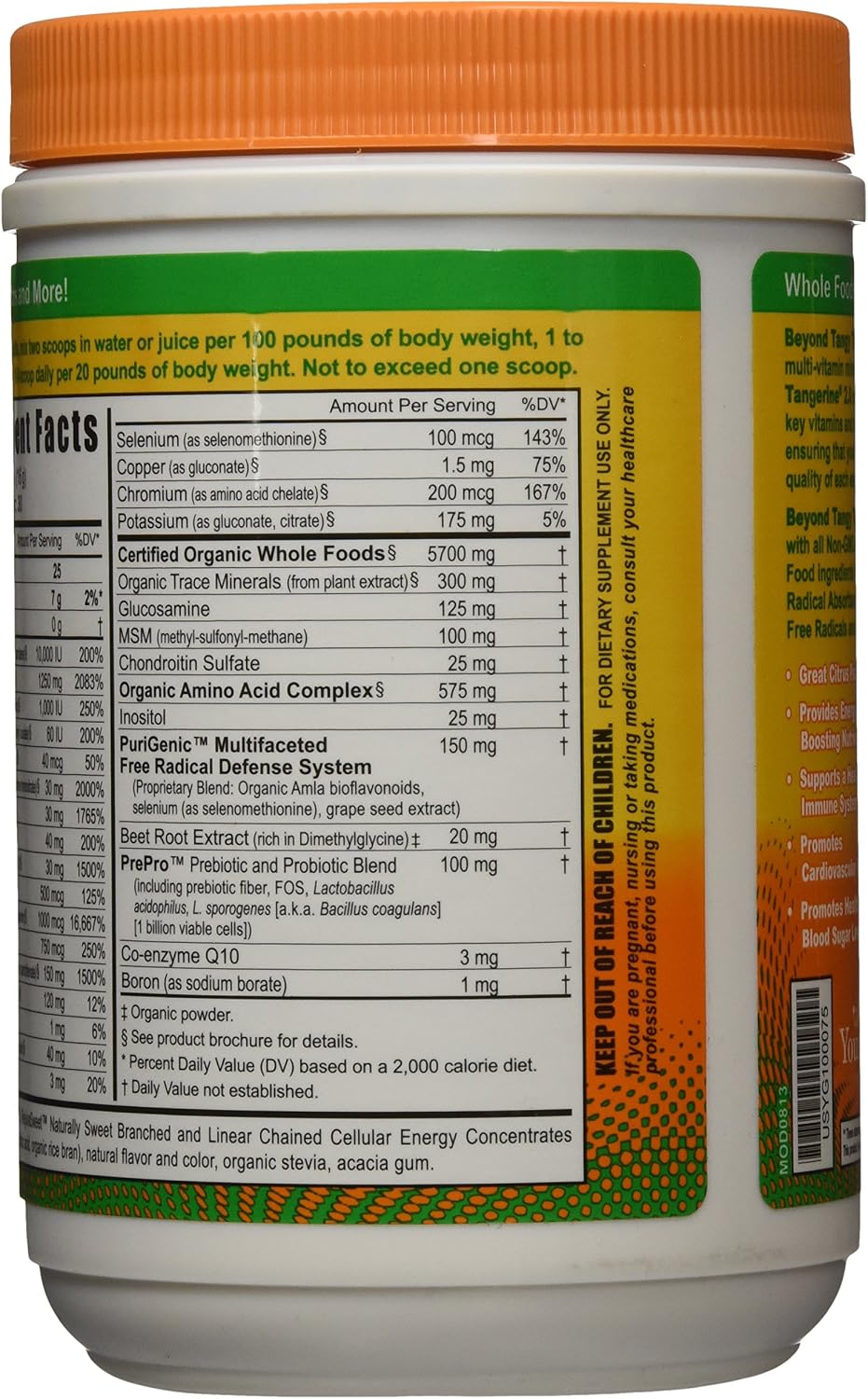 Youngevity Beyond Tangy Tangerine 2.0 Citrus Peach Fusion - Complejo Multivitamínico y Mineral en Polvo, 30 Dosis