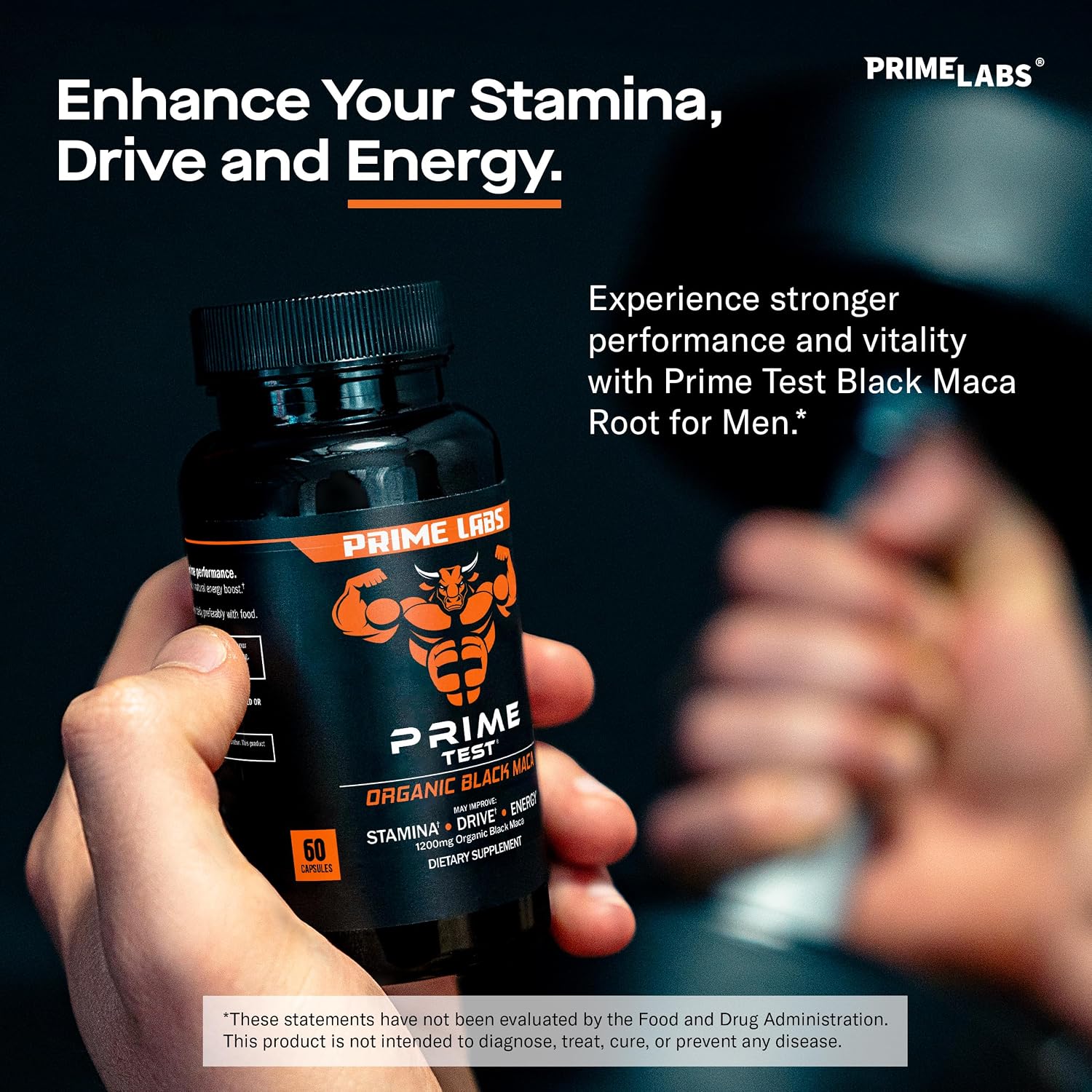 Prime Labs Maca Negra Orgánica 1200mg - Extracto 20:1 - 60 Cápsulas