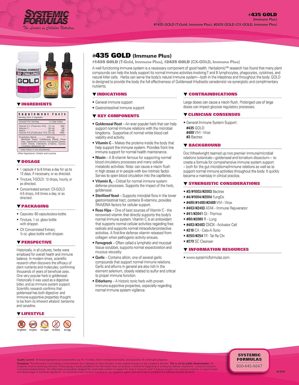 Systemic Formulas Gold Immune Plus - Apoyo Inmunológico General, 60 Cápsulas