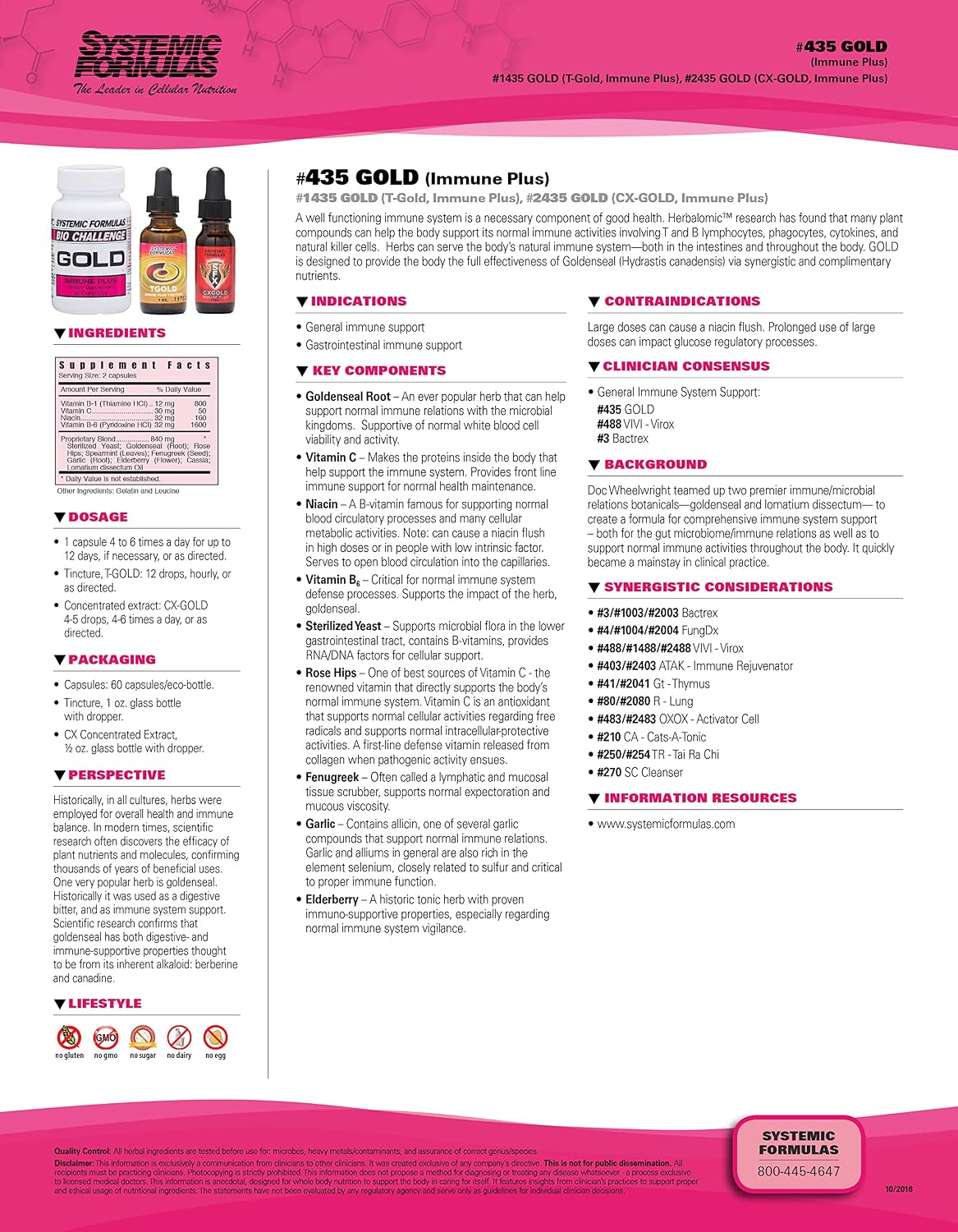 Systemic Formulas Gold Immune Plus - Apoyo Inmunológico General, 60 Cápsulas