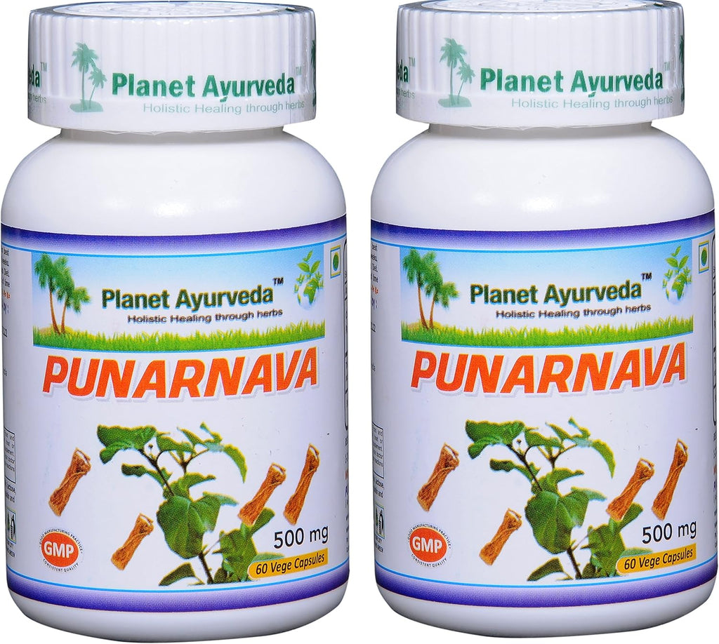 Planet Ayurveda Punarnava 500mg Cápsulas Vegetales (2 Frascos)