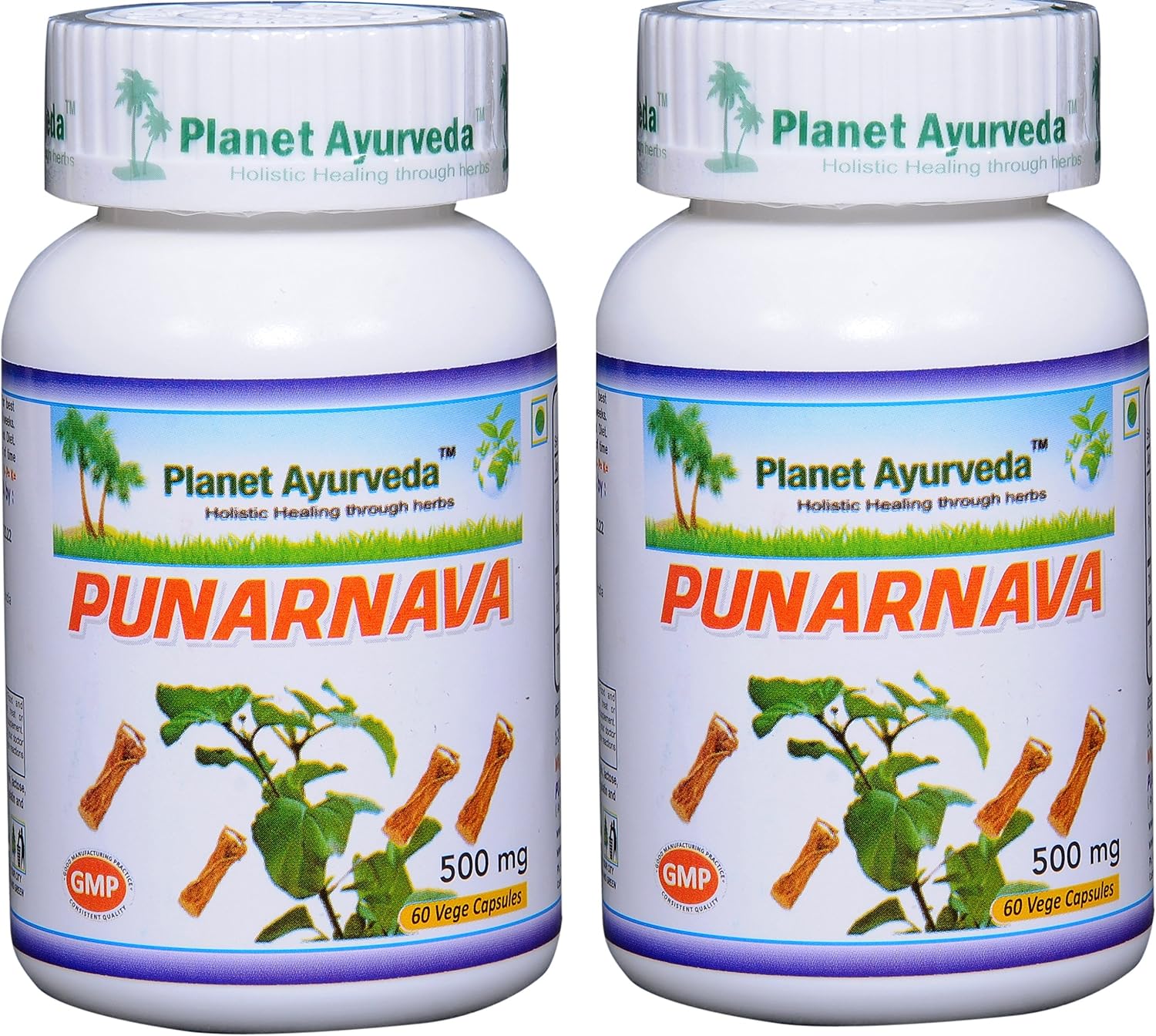 Planet Ayurveda Punarnava 500mg Cápsulas Vegetales (2 Frascos)