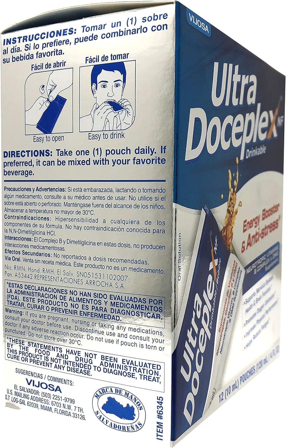 Ultra Doceplex Energy Pouches - Complejo B Líquido, 12 Pouches
