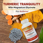 Turmeric Tranquility Cúrcuma Curcumina y Magnesio Glicinato con BioPerine – Alto Poder de Absorción – 90 Cápsulas