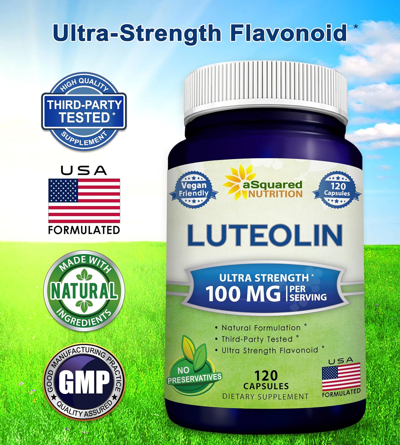 Luteolina 100mg - 120 Cápsulas - Suplemento de Luteolina con Complejo en Polvo