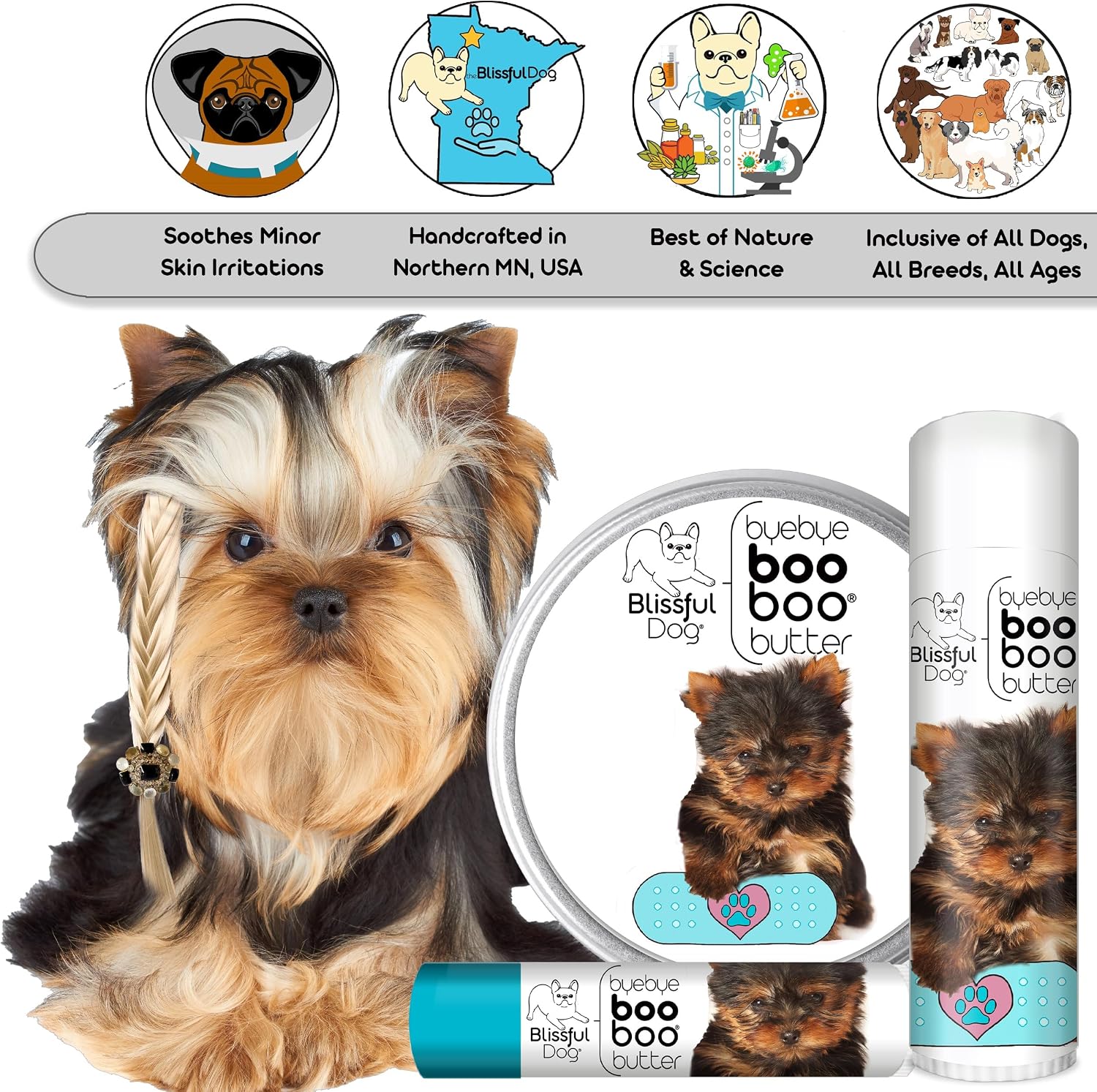 The Blissful Dog Booboo Butter para Yorkshire Terrier – 118 ml (4 oz)