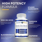 Research Verified Irish Sea Moss - Bladderwrack, Burdock, BioPerine - 180 Cápsulas - Vegano