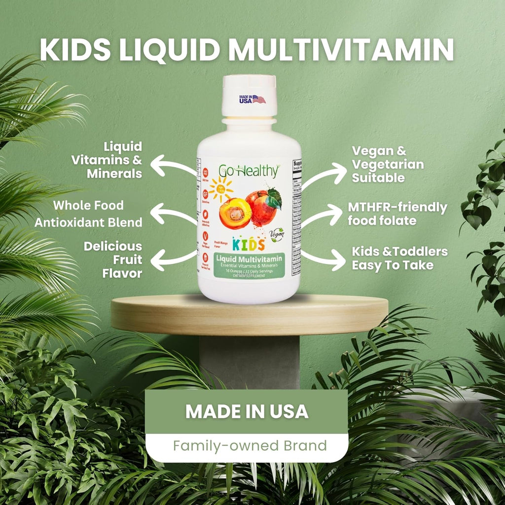 Go Healthy Kids Multivitamínico Líquido | Sabor Melocotón Mango | 30-60 Dosis