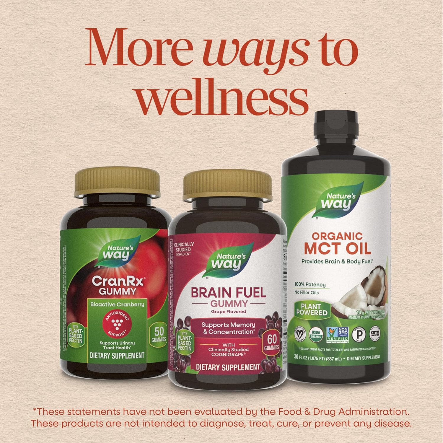 Nature's Way Brain Fuel Gummies - Gominolas para el apoyo cognitivo, con Cognigrape, vitaminas B6 y B12, sabor a uva, 60 unidades