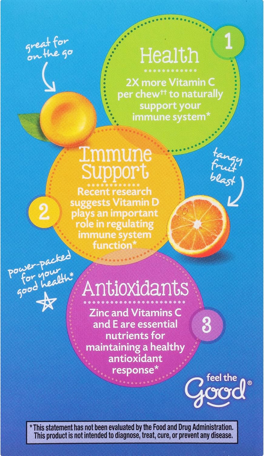 Emergen-C Immune+ Vitamina C y D Masticables Sabor Naranja, 42 uds