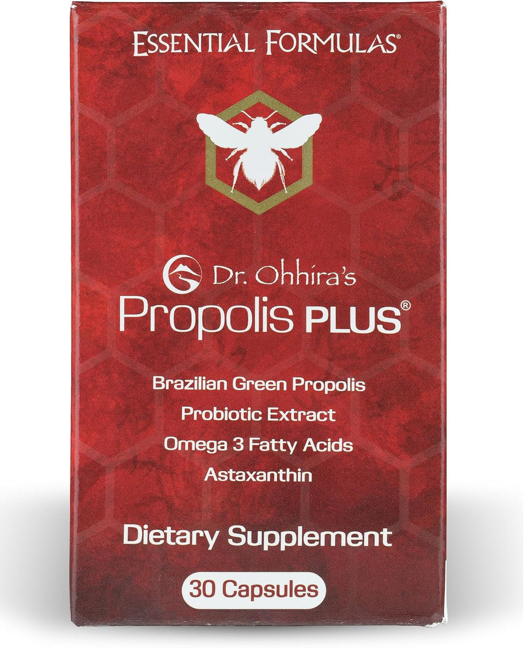 Dr. Ohhira's Propolis Plus - Propóleo Verde Brasileño con Postbióticos y Omega-3 (30 Cápsulas)