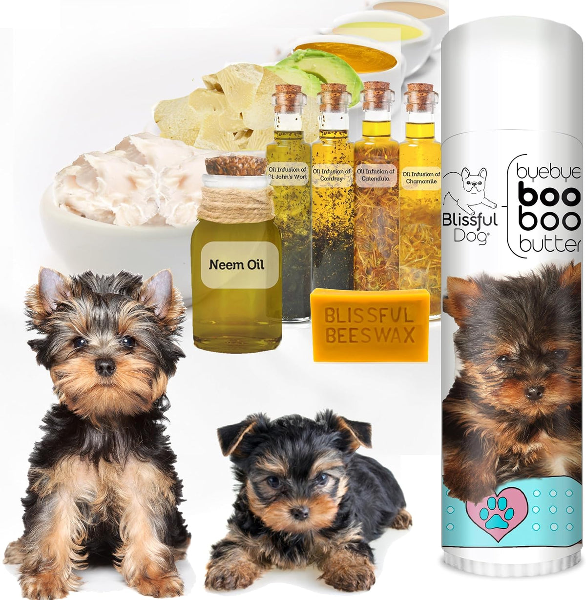 The Blissful Dog .50 oz Tube Yorkshire – Aceite de oliva, ricino, aguacate, almendra y coco: Mezcla de aceites – Image 2