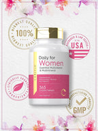 Carlyle Multivitamínico y Multimineral para Mujeres - 365 Comprimidos - Con Betacaroteno, Ácido Fólico y Vitamina D