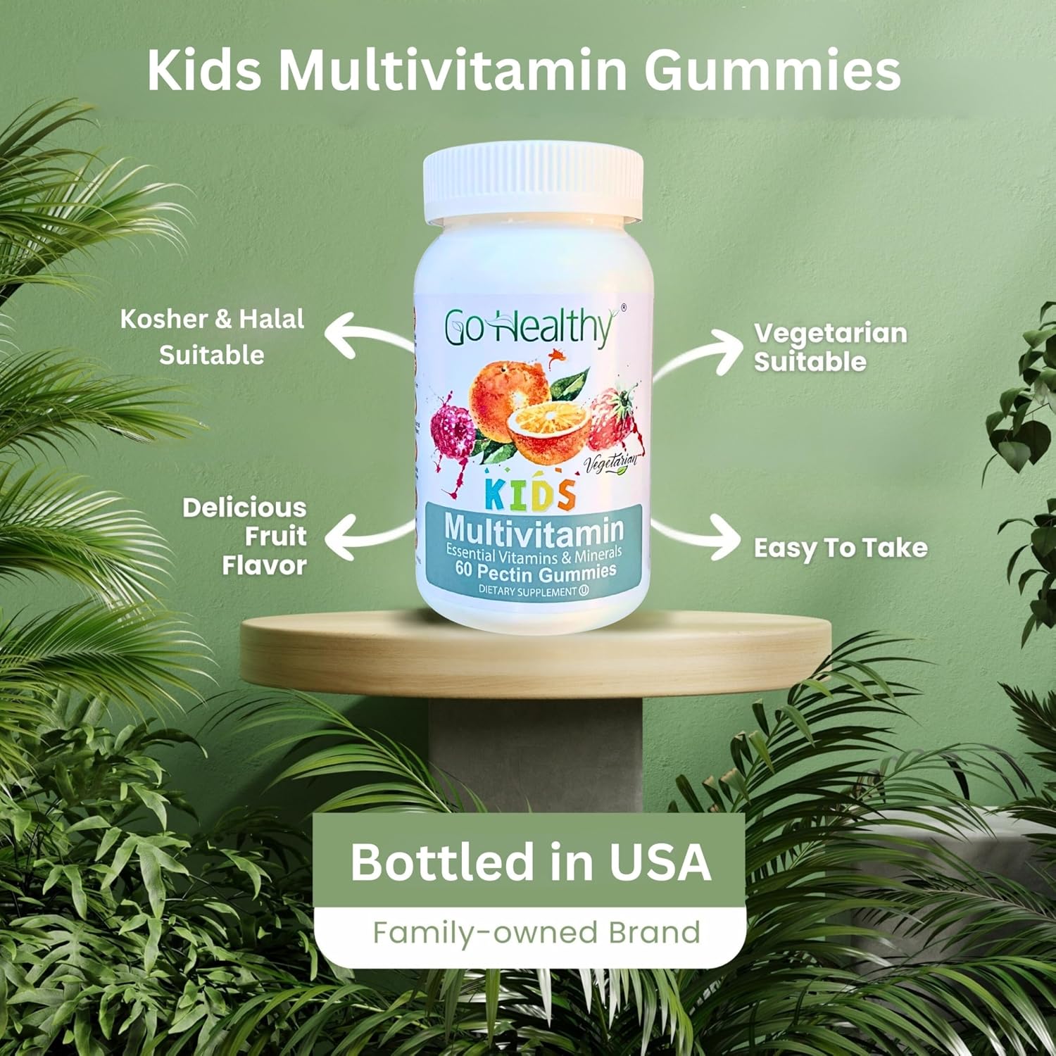 Go Healthy Kids Multivitamin Gummies con Vitamina C, D3 y Zinc – 30-60 porciones