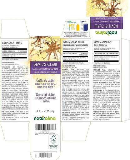 Naturalma Devil's Claw (Harpagophytum procumbens) Root Alcohol-Free Tincture - 120 ml – Image 2