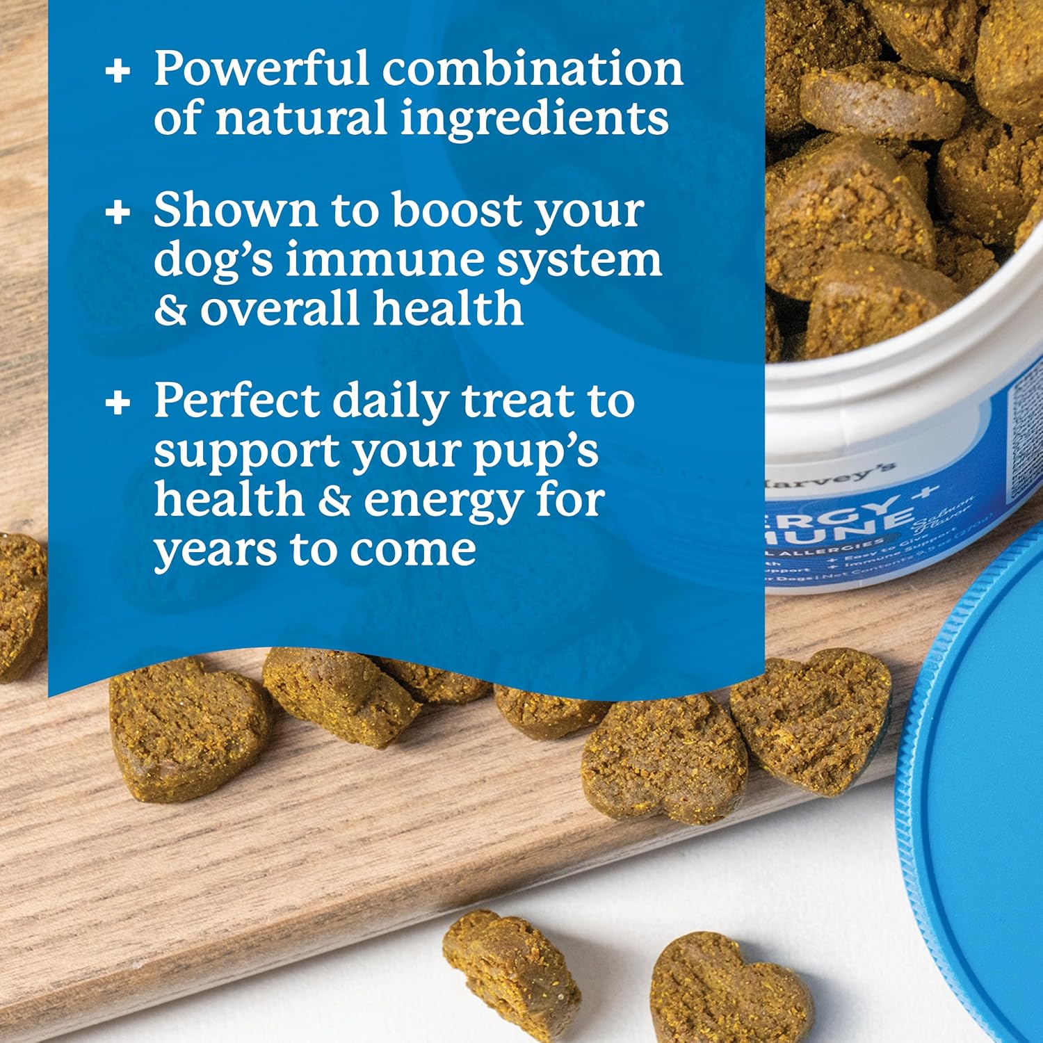 Dr. Harvey's Masticables Suaves para Perros contra Alergias y Picor - Apoyo Inmune y Digestivo con Hongos Funcionales, Probióticos y Super Hierbas, Sabor a Salmón (90 unidades)