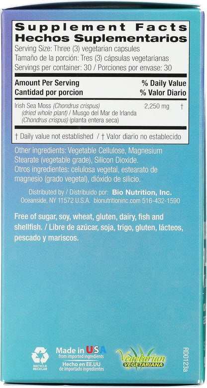 Bio Nutrition Irish Sea Moss, Sin Gluten, 90 Cápsulas Veganas – Image 5