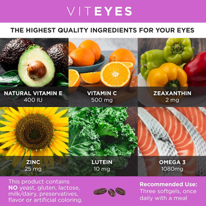 Viteyes AREDS 2 + Omega-3 Fórmula para la – Omega-3 para la visión: El DHA es un componente esencial de la retina – Image 3