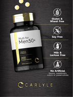 Carlyle Multivitamínico para Hombres 50+ | 200 Comprimidos | con Vitaminas B, Vitamina D, Magnesio y Zinc | Sin Gluten, No-GMO