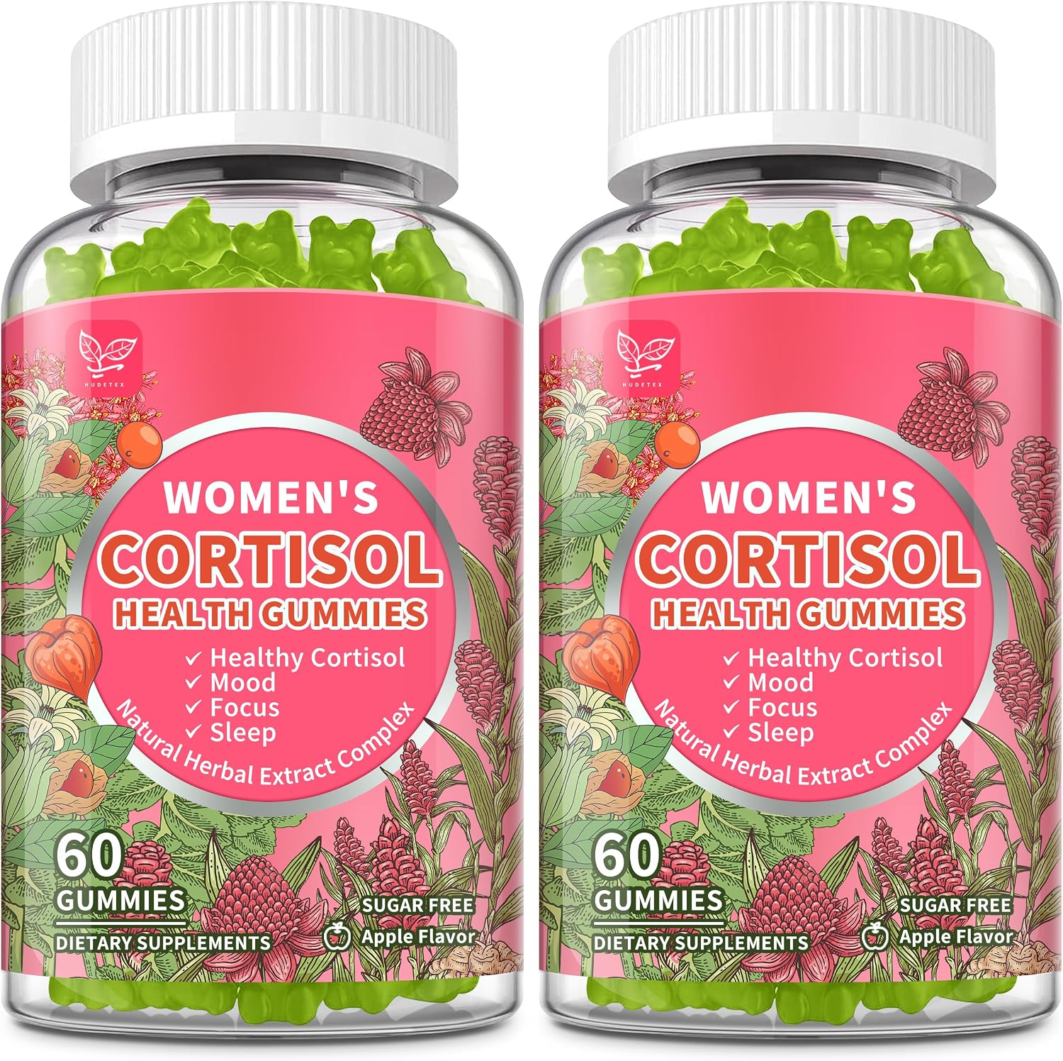 Hudetex Cortisol Supplements for Women Liquid Drops - With Ashwagandha, L-theanine, Phosphatidylserine, Rhodiola Rosea, Plus Black Pepper, Vegan, Natural Flavor, 2 Fl Oz (60 ml)
