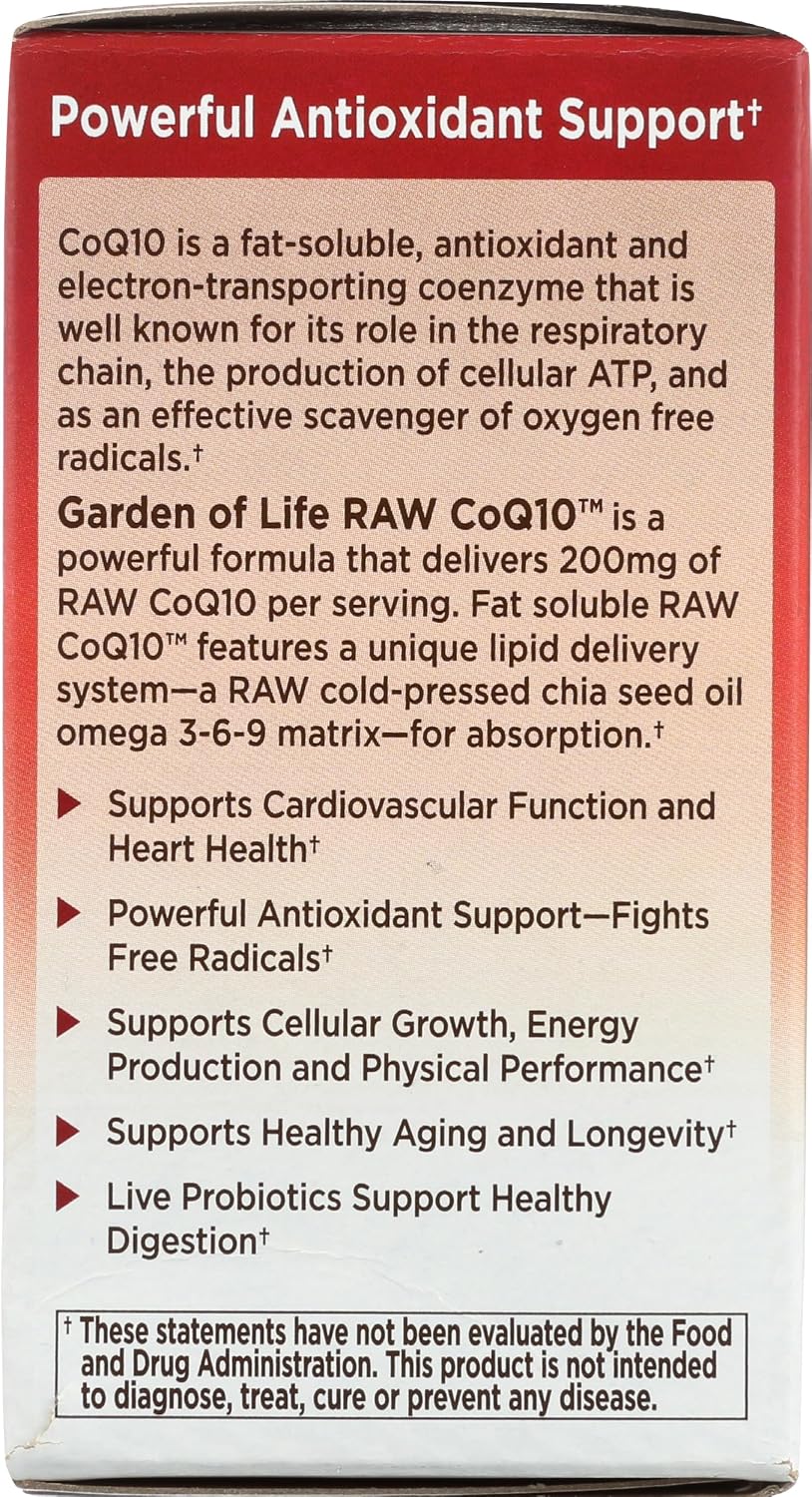 Garden of Life CoQ10 Cruda, 60 cápsulas blandas