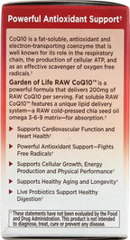 Garden of Life CoQ10 Cruda, 60 cápsulas blandas