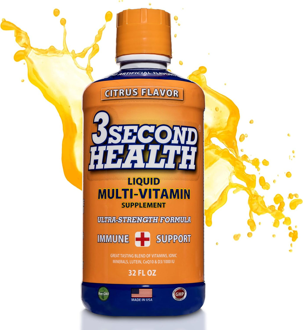 3 Second Health Multivitamínico Líquido - Vegano, Sin Gluten, Sin Soja, 32 Dosis