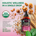 NUTRAHARMONY Complejo B Líquido USDA Orgánico - 20000 mcg con B5, B12 Metilcobalamina, B1, B6, B7, B9, B3 - Sabor Natural a Bayas, Sin Azúcar, 118 ml